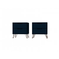 Manhattan Comfort 2-102GMC4 Rockefeller 2-Drawer Tatiana Midnight Blue Nightstand (Set of 2)